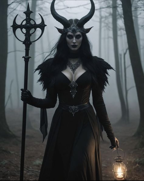 Woman Demon Costume, Gothic Queen Makeup, Evil Goddess Costume, Demon Queen Costume, Dark Sorceress Costume, Lilith Diablo Art, Hades Cosplay Female, Demon Halloween Costume Female, Viking Woman Cosplay