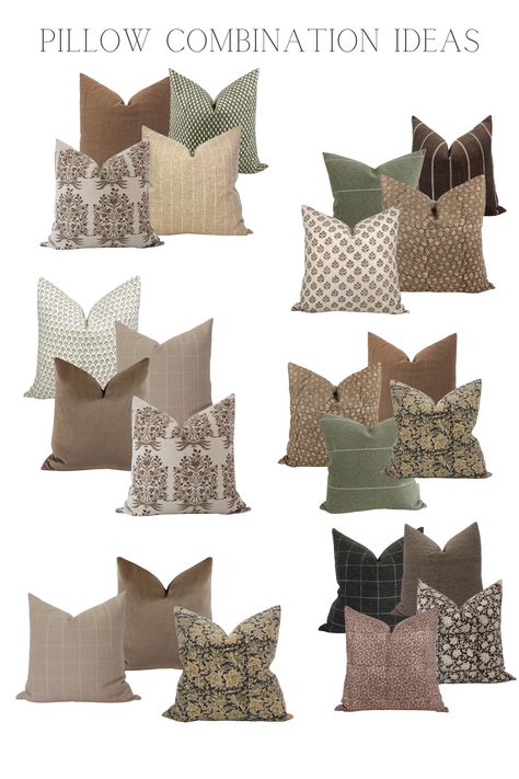 Our Favourite Fall Pillow Covers & the Best Ways to Pair Them - Making it in the Mountains Couch Pillow Arrangement, Pillow Combinations, Throw Pillow Combinations, Brown Leather Couch, Pillow Combos, Fall Pillow, Living Room Decorating Ideas, Throw Pillows Living Room, Fall Pillow Cover