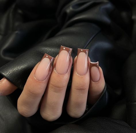 Trending Nail Colors, Short Classy Nails, Nail Colors And Designs, Brown Acrylic Nails, Brown French, Work Nails, Fall Acrylic Nails, Classy Acrylic Nails, Short Square Acrylic Nails