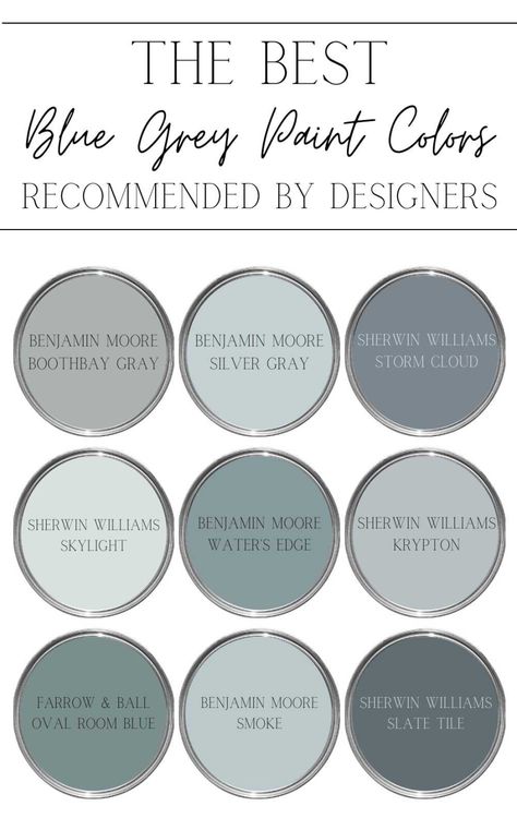 Blue grey is a versatile and sophisticated wall color that The Most Recommended Blue Grey Paint Colors Blue gray paint WALLCOVER Colors Wall Paint Blu... Slate Gray Blue Paint, Gray Painted Bedroom Ideas, Gray Blue Bathroom Paint, Blue Gray Guest Bedroom, Gray Foyer Entryway Paint Colors, Bathroom Ideas Blue Grey, Neutral Blue Gray Paint Colors, Grayish Blue Walls, Gray Color Palette Bathroom