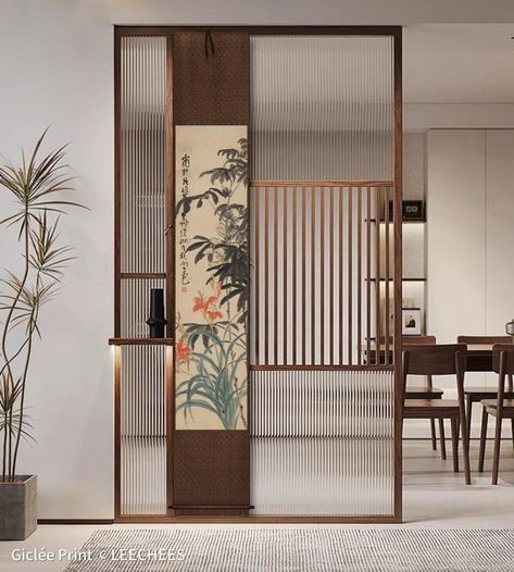 Wood And Glass Partition, Chinese Partition, Chinese Interior Design Modern, Chinese Office, Decorative Partition, Creative Room Dividers, Modern Partition Walls, Partition Ideas, Partition Designs