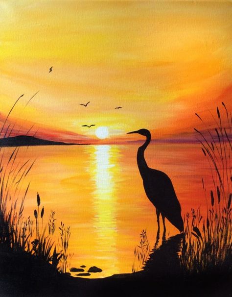 Painting created at Graffiti Paintbar, Nashua NH Skyscape Art, Silhouette Painting, Scenery Paintings, Graffiti Painting, Easy Canvas Painting, Night Painting, Sunset Painting, Beginner Painting, Silhouette Art