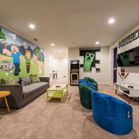 10 Home Game Room Ideas You'll Love - Zen of Zada Boys Game Room Ideas, Small Game Room Ideas, Small Gaming Room Ideas, Boys Den, Boys Game Room, Small Game Rooms, Game Room Kids, Extra Space Storage, Home Game Room