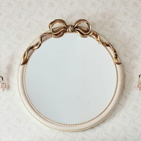 Pottery Barn Kids Mirror, Gold Mirror In Nursery, Baby Nursery Mirror, Gold Bow Mirror, Bow Picture Frame, Bow Room Ideas, Bow Nursery Decor, Loveshackfancy Pottery Barn, Pottery Barn Love Shack Fancy