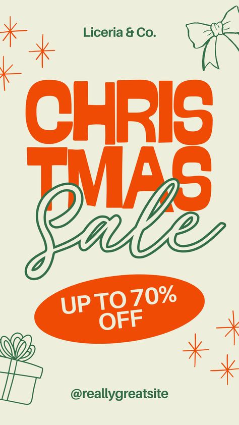 Bring the festive fun to your promotions with our Red and Green Playful Doodle Christmas Sale Story! 🎄🎁 Designed to grab attention, written to be understood – make your holiday deals clear and irresistible this season! Headline Typography Design, 12 Days Of Christmas Graphic Design, Holiday Sale Poster, Holiday Newsletter Design, Holidays Instagram Story, Happy Holidays Graphic Design, Christmas Aesthetic Banner, Christmas Aesthetic Poster, Merry Christmas Social Media Post