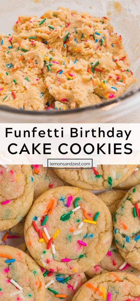 Birthday Sprinkle Cookies, Homemade Birthday Desserts, Small Birthday Treats, Birthday Cookies Recipes, Birthday Deserts Ideas Not Cake, Sprinkle Cookies Recipe Easy, Confetti Cookies Recipe, Sugar Cookie Recipe With Sprinkles, Birthday Baked Goods