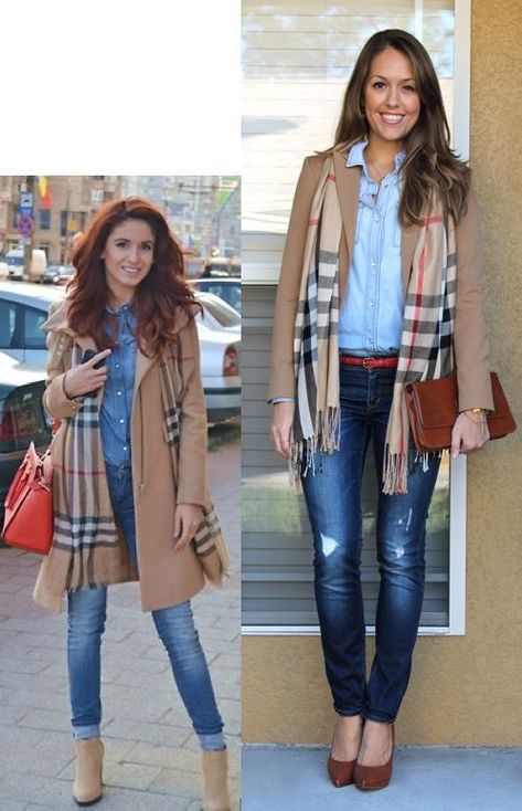 f337d999d9ad116a7b4f3d409fcc6480desc36742333ri Burberry Scarf Outfit, Scarf Outfits, 60’s Fashion, 2015 Style, Burberry Purse, Burberry Tote, Neutral Heels, Scarf Outfit, Red Purse