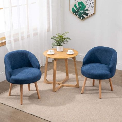 Ansley&HosHo-EU Set of 2 Fabric Tub Chairs, Small Living Room Chairs with Solid Wood Legs, 2 Pieces Occasional Chairs Sofa Side Lounger Chairs Fireside Chairs for Bedroom Small Apartment, Blue: AmazonSmile: Kitchen & Home Ikea Room, Small Living Room Chairs, Bedroom Blue, Sofa For Living Room, Fireside Chairs, Staff Room, Uni Room, Room Blue, Lounge Ideas