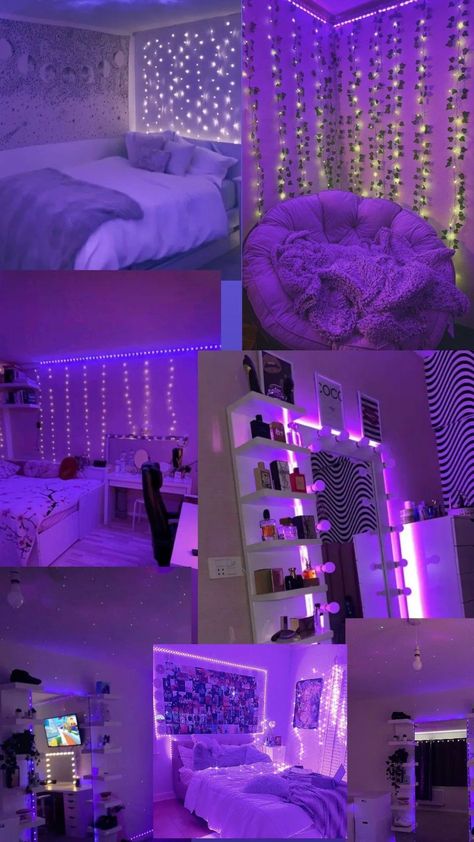 Purple Room Decor, Room Organization Bedroom, Neon Bedroom, Luxury Room Bedroom, Chill Room, Classy Bedroom, Bedroom Decor Inspiration, Room Redesign, Girly Room