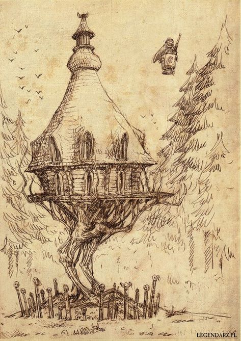 Baba Yaga's hut by Hetman80 #babayaga Baba Yaga House, Baba Jaga, Slavic Folklore, Russian Culture, Baba Yaga, Witch House, Fairytale Art, Mythical Creatures, Dark Art