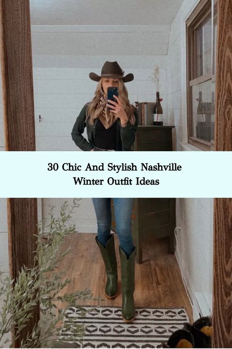 Embrace Nashville's winter chill with effortlessly chic and cozy outfits, blending casual comfort with cute, cold-weather aesthetics. Stay stylishly warm and explore the city's winter wonders in style! ❄️🧥 #NashvilleWinterFashion January Nashville Outfits, Line Dancing Outfit Winter, Nashville Day Outfit Winter, Winter Country Outfits Women, Nashville Night Out Outfit Winter, Nashville Weekend Trip Outfit, Tennessee Winter Outfits, Cute Western Winter Outfits, Winter In Nashville Outfits