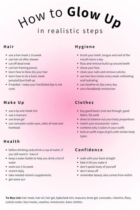 How To Look Aesthetic Tips, Tips On Glow Up, Best Health Tips, Mental And Physical Glow Up Checklist, Good For Healthy Skin, Aesthetic Self Care Ideas, Self Care Tips Beauty, Better Self Care, Glow Up Pictures Before And After