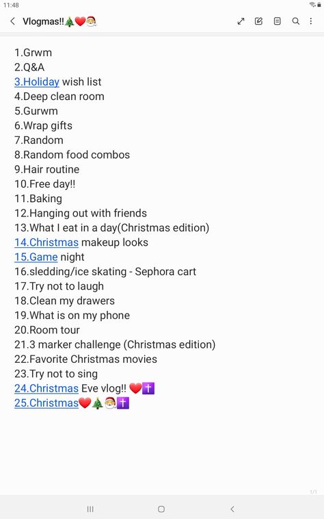 Vlogmas Christmas Playlist Name Ideas, Vlogmas Questions, Christmas Youtube Ideas, Vlogmas Ideas Youtube 2023, December Youtube Video Ideas, Yt Channel Name Ideas, Christmas Vlogmas Ideas, Vlogmas Ideas Instagram, Youtube Channel Name Ideas For Vlogs