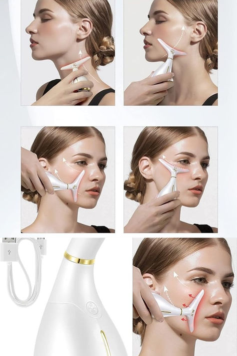 Ms.W Red Light Neck Face Massager,Portable Facial Massager for Skin Care,Electric Face Massage Kit with 45 ±5℃ Heat & 3 Massage Modes Facial Massager Device, Face Massager Machine, Electric Face Roller Massager, Facial Massager Tool, How To Use Face Massager, Gus Sha, Electric Face Massager, Facelift Massage, Massage Kit