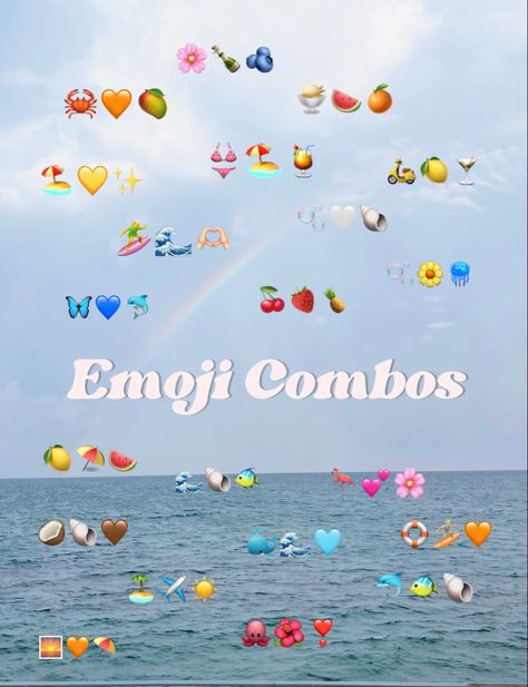 Emoji combos
Emoji combinations
Summer emoji’s August Emoji Combo, Pool Day Emoji Combos, Summer Emoji Combinations Aesthetic, Last Days Of Summer Aesthetic, Hawaii Emoji Combos, Beachy Emoji Combinations, Pool Emoji Combinations, Vacay Emoji Combos, Lake Emoji Combinations