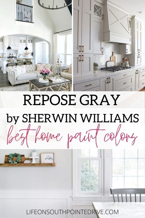 Repose Gray Paint, Sherwin Williams Repose Gray, Best Gray Paint, Best Gray Paint Color, Repose Gray Sherwin Williams, Living Room Wall Decor Ideas, Room Wall Decor Ideas, Home Paint, Repose Gray