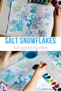 Create these beautiful snowflakes with salt and watercolors! This is a super fun winter craft you have to try! #wintercraft #snowflakes #saltpainting Salt Snowflakes, Winter Crafts For Toddlers, 4de Verjaardag, Preschool Craft Activities, Snow Crafts, Winter Crafts Preschool, Fun Winter Crafts, Winter Activities For Kids, Kids Painting