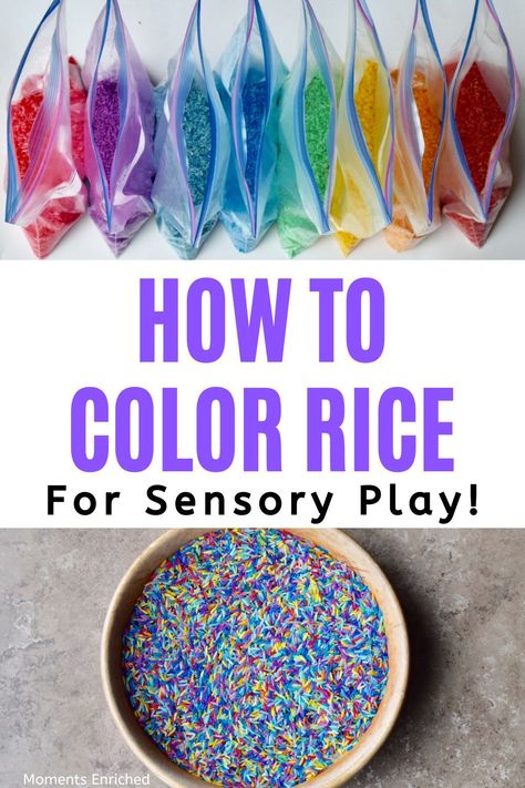 Sensory Play Toddlers, Toddler Sensory Bins, Color Rice, Sensory Crafts, Sensory Activities Toddlers, Baby Play Activities, Colored Rice, Toddler Sensory, Sensory Boxes