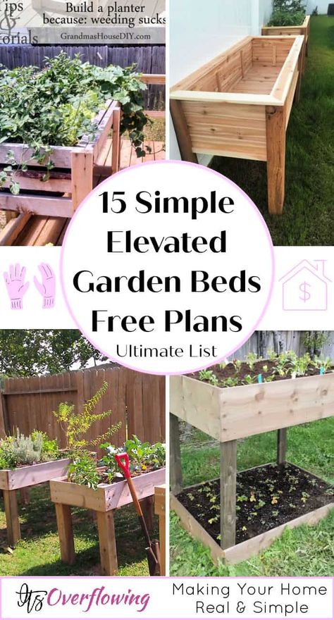 15 Simple Elevated Garden Beds You Can Easily Build Diy Raised Flower Bed Planter Boxes, Raised Herb Beds Diy, Plans For A Raised Garden Bed, Standing Garden Beds Diy, Standing Garden Boxes Diy, Above Ground Herb Garden, Building Raised Garden Beds Easy Diy, Elevated Garden Bed Ideas, Raised Garden Beds With Legs Diy