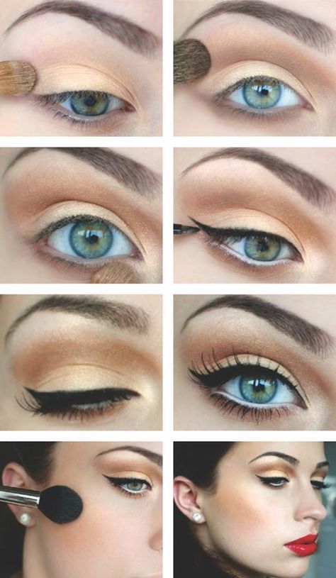 makeup!!! *.' 1950s Eyeliner, Maquillage Pin Up, 40s Makeup, 1940s Makeup, 1950s Makeup, 50s Makeup, Vintage Makeup Looks, Halloweenský Makeup, Pin Up Makeup