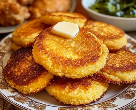 Fried Cornbread Southern, Cornmeal Hoecakes, Hoecake Recipe, Cornbread Southern, Hot Water Cornbread Recipe, Cabbage And Smoked Sausage, Cream Cheese Enchiladas, Cornmeal Recipes, Fried Cornbread