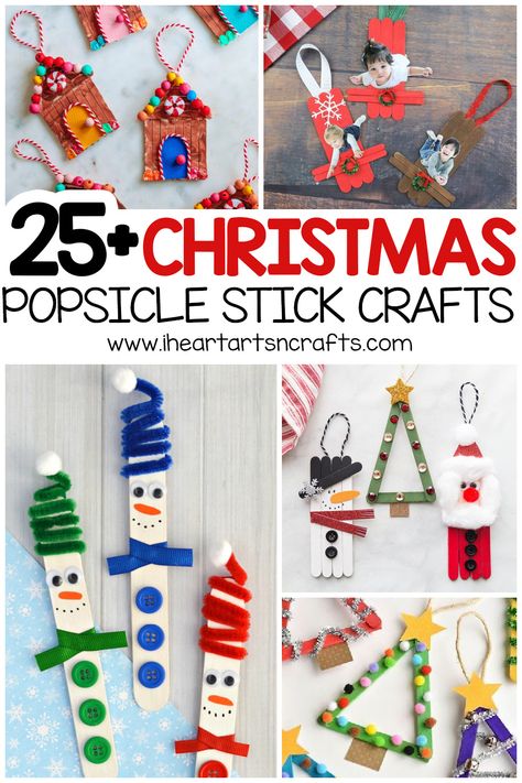 Diy Christmas Ornaments For Kids Popsicle Sticks, Kids Christmas Crafts Popsicle Sticks, Popsicle Stick Holiday Crafts, Lolly Sticks Craft, Red Truck Christmas Ornaments Diy Kids, Lollypop Stick Christmas Craft, Christmas School Crafts Classroom, Lolly Stick Christmas Craft, Christmas Craft For 4th Graders To Make