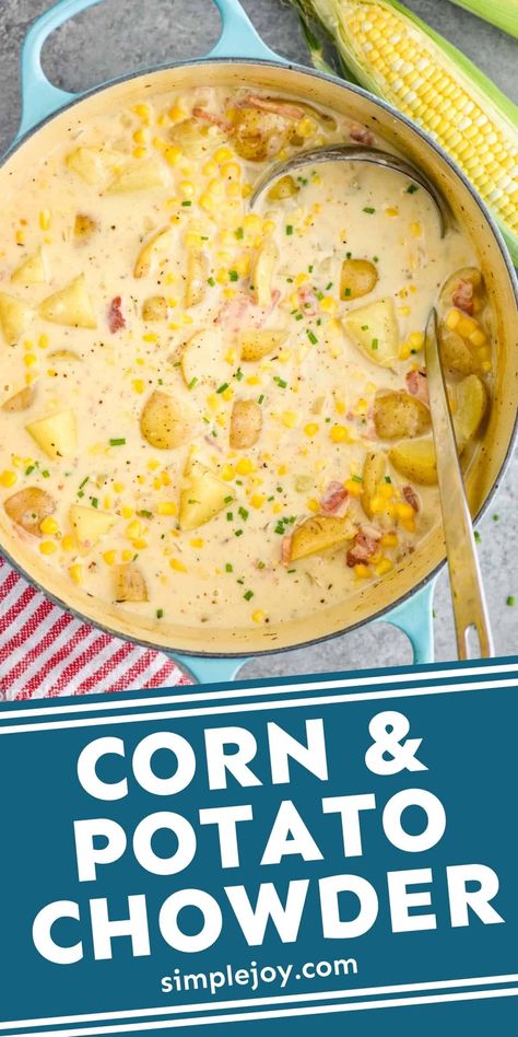 Thermomix, Best Corn Chowder Recipe, Corn And Potato Chowder, Corn Chowder Soup, Corn Soup Recipes, Creamy Soup Recipes, Potato Chowder, Corn Chowder Recipe, Chowder Soup