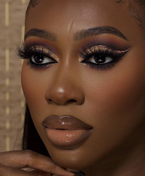 Soft glam black women Brown Makeup Looks Black Women, Nude Makeup Looks Black Women, Full Glam Makeup Looks Black Women, Vanessa Gyimah, Prom 2k22, Maquillage Yeux Cut Crease, Birthday Makeup Looks, Hair Plugs, Mekap Mata