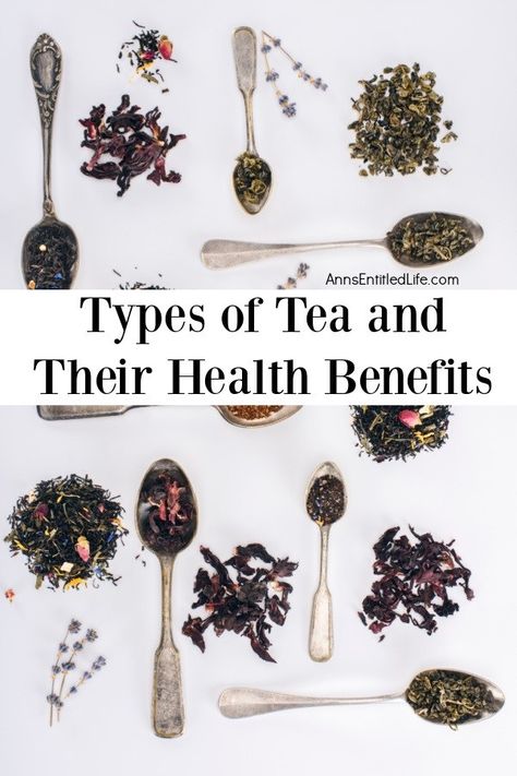 Various teas in piles and on teaspoons Tea Chart Benefits, List Of Teas And Their Benefits, Benefits Of Different Teas, Types Of Teas And Their Benefits, Tea For People Who Dont Like Tea Drinks, Tea Information, Different Teas And Their Benefits, Types Of Tea And Benefits, Herbal Teas And Their Benefits