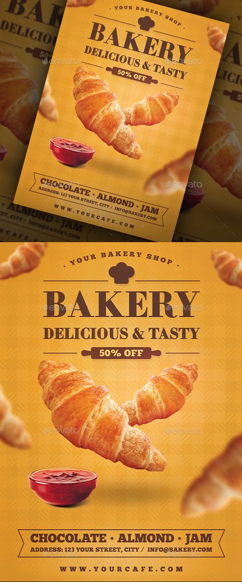 Bakery Croissant Flyer Product Advertisement Poster, Bakery Advertisement, Sweet Poster Design, Bakery Design Poster, Advertisement Poster Product, Bakery Ads, Pastry Poster Design, Cake Poster Design, Dessert Promotion Design