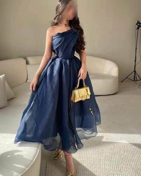 Dresses With Pleats, Navy Blue Prom Dress, Navy Blue Prom, Formal Party Dresses, Tea Length Prom Dress, Blue Prom Dresses, Navy Blue Prom Dresses, Dress With Pleats, Elegant Outfits