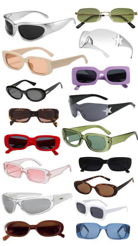 #sunglasses #cutouts Sunglasses Aesthetic Vintage, Cool Sunglasses Aesthetic, Fancy Sunglasses, Aesthetic Sunglasses, Pretty Sunglasses, Y2k Glasses, Aesthetic Gallery, Fun Sunglasses, Sunglasses Unique