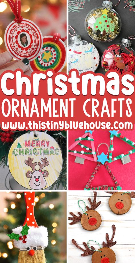 Here are our favorite DIY Christmas ornaments for kids. These kid-made Christmas ornaments are such a fun craft activity for children of all ages during the Christmas season. From paper Christmas ornaments to cute ornaments made with craft sticks and wood slices, this collection of easy Christmas ornaments for kids is a great way to build some holiday cheer and have some screen free fun during the Christmas season. Christmas Ornament Projects For Kids, Christmas Prek Ornaments, Easy Kid Diy Ornaments, Christmas Ornaments For 3rd Graders To Make, Christmas Crafts For Second Graders, Ornament Craft Ideas For Kids, Ornaments Kindergarten Can Make, Diy Christmas Ornaments For Kindergarten, Children Christmas Ornaments Diy