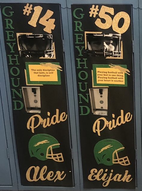 Decorating Lockers For Football Players, Sectional Locker Decorations, Locker Decorations For Football Players, Decorate Locker Ideas Sports, Decorating Ideas For Football Locker Room, Locker Decorating Contest, Spirit Locker Decorations, Cheer Locker Decorations High School, Football Locker Decorations High School Homecoming