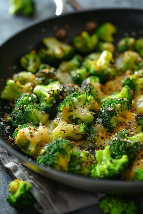 Indulge in the deliciousness of skillet broccoli and cheese with this easy-to-follow skillet broccoli recipe. Perfect for a quick weeknight meal or as a side dish for any occasion. This mouthwatering dish combines tender broccoli florets, gooey melted cheese, and savory seasonings all cooked together in a skillet for a satisfying meal that will please even the pickiest eaters. Pan Cooked Broccoli, Brocolli Recipes Stove Top, Broccoli Sides Easy, Quick Broccoli Recipes, Broccoli Florets Recipe, Stovetop Vegetables, Cooked Broccoli Recipes, Mexican Broccoli, Fresh Broccoli Recipes