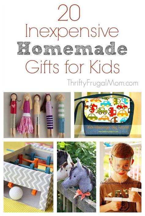 20 Inexpensive Homemade Gifts for Kids- an awesome collection of fun, easy to make gifts for kids. Not only will they save you money, they are unique and sure to be loved and enjoyed! Homemade Gifts For Preschoolers, Frugal Fun For Boys, Diy Gifts For Kids To Make For Christmas, Diy Christmas Gifts To Give Kids, Diy Gifts Kids Can Make For Christmas, Homemade Gifts For Grandkids, Diy Gifts For Boys Under 10, Diy Christmas Gifts For Children, Easy Gifts To Make For Kids