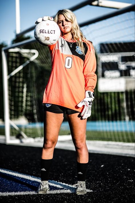 Soccer Goalie Poses, Soccer Goalie Photoshoot, Soccer Senior Pictures Goalie, Senior Picture Ideas Soccer Goalie, Soccer Goalie Senior Pictures, Individual Soccer Pictures, Goalkeeper Photoshoot, Goalie Senior Pictures, Goalie Photoshoot