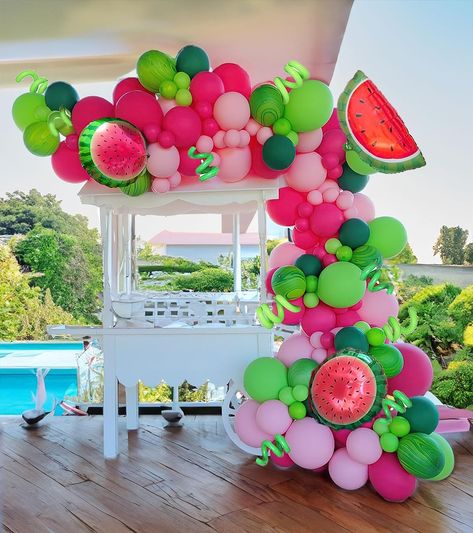 Summer fruit Watermelon Party Decorations Balloon Arch Garland Kit Red Green Pink with Watermelon mylar balloons for one in a melon theme Coco melon Birthday Party Decorations Opening Decoration Party, Opening Decoration, Watermelon Party Decorations, Birthday Beach Party, Baby Shower Watermelon, Watermelon Birthday Parties, Fruit Watermelon, Watermelon Decor, Watermelon Party