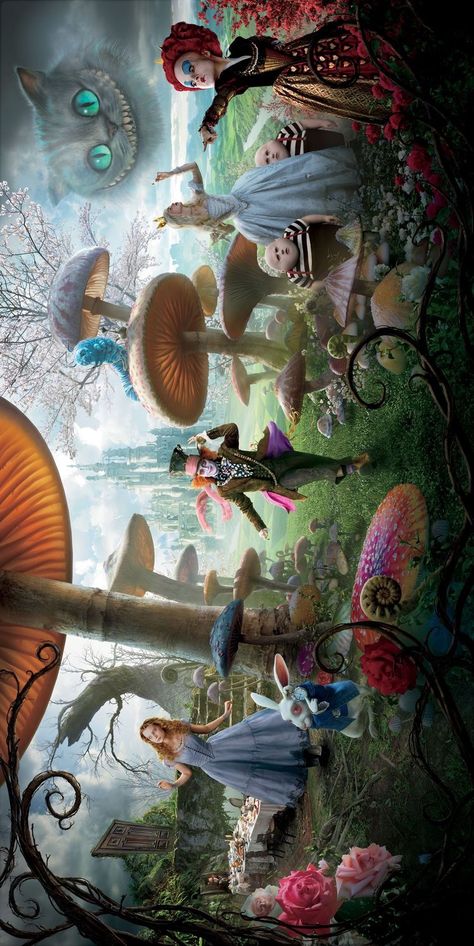 Funny Movie Wallpaper, Alice In Wonderland Real Life Movie, Alice In Wonderland Movie Aesthetic, Alice In Wonderland Tim Burton Aesthetic, Alice In Wonderland Illustration Art, Alice In The Wonderland Aesthetic, Alice And Wonderland Art, Alice In Wonderland Movie Poster, Alice In Wonderland Hatter