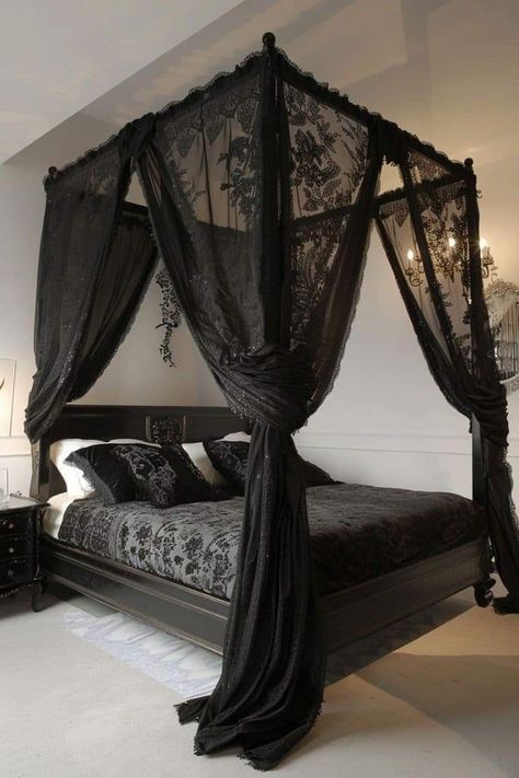 Gothic Bedroom Ideas, Gothic Bed, Gothic Decor Bedroom, Gothic Room, Gothic Bedroom, Victorian Bedroom, Dark Home Decor, Goth Home Decor, Gothic Revival