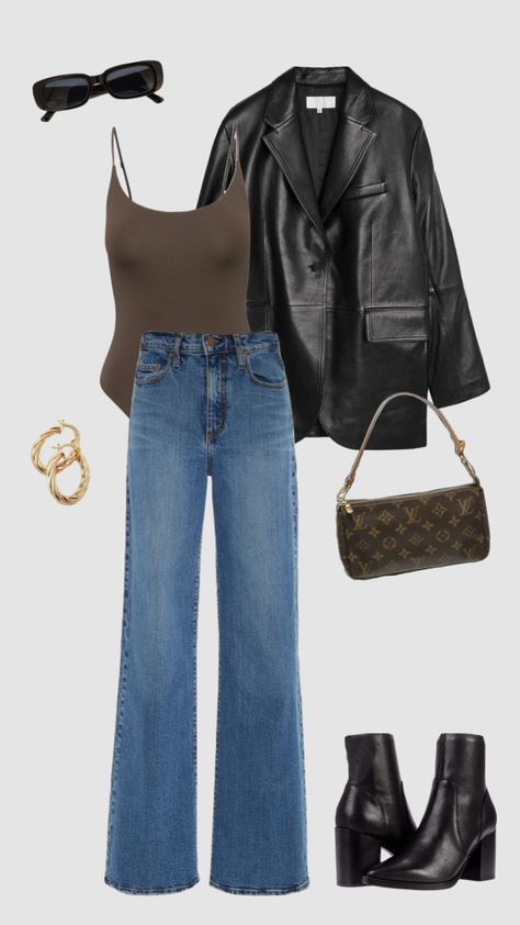 New York Outfits February, Looks Street Style, Mode Inspo, Looks Chic, Outfit Inspo Fall, Black Leather Jacket, Fit Check, Looks Style, Casual Style Outfits