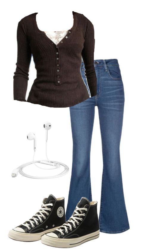 a throwback to 2010s and taking inspo from bella swan and elena gilbert 2000 Flare Jeans Outfit, 2010 Inspired Outfits, 2000s Womens Outfits, 2010s Fall Fashion, 2000s Fashion Outfits School Appropriate, Elena Gilbert Shirt, Elena Gilbert Winter Outfits, Outfit Ideas With Flared Jeans, How To Dress Like Bella Swan