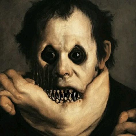 L Halloween Pfp, Creepy Teeth Art, Creepy Smile Aesthetic, Teeth Horror Art, Body Horror Art Ideas, G0re Art, Horror Face Painting, Horror Drawing Reference, Gore Painting