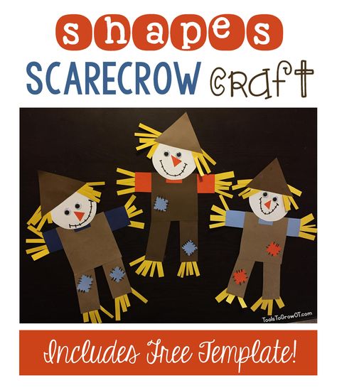 Fall themed Shapes Scarecrow Craft Activity for kids - includes FREE Printable Template! Pinned by SOS Inc. Resources. Follow all our boards at pinterest.com/sostherapy/ for therapy resources. Scarecrow Craft, Scarecrow Crafts, October Crafts, Fun Fall Crafts, Fall Arts And Crafts, Fall Art Projects, Fall Preschool, Kindergarten Crafts, Craft Activity