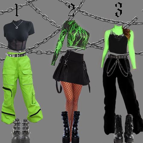 Neon green alt outfits Neon Green Rave Outfit, Green Rave Outfit, Neon Green Outfits, Green Pants Outfit, Festival Outfits Rave, Neon Outfits, Cyberpunk Fashion, Neon Fashion, Rave Outfit