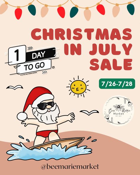 🎄☀️ Christmas in July Sale starts TOMORROW! ☀️🎄 Get ready! Bee Marie Market’s Christmas in July Sale kicks off on July 26th! 🎉 ✨ Exclusive Deals ✨ Special Bundles ✨ Limited-Time Offers Don’t miss out on handmade earrings, trendy jewelry, comfy tees, premium vinyl stickers, and more perfect for gifting or treating yourself! Bee sure to SET YOUR ALARM/REMINDER. This is one sale you won’t want to miss! #christmasinjuly #julysale #beemariemarket Treating Yourself, Christmas In July Sale, Earrings Trendy, Christmas In July, Trendy Jewelry, Comfy Tees, Vinyl Stickers, To Miss, Handmade Earrings