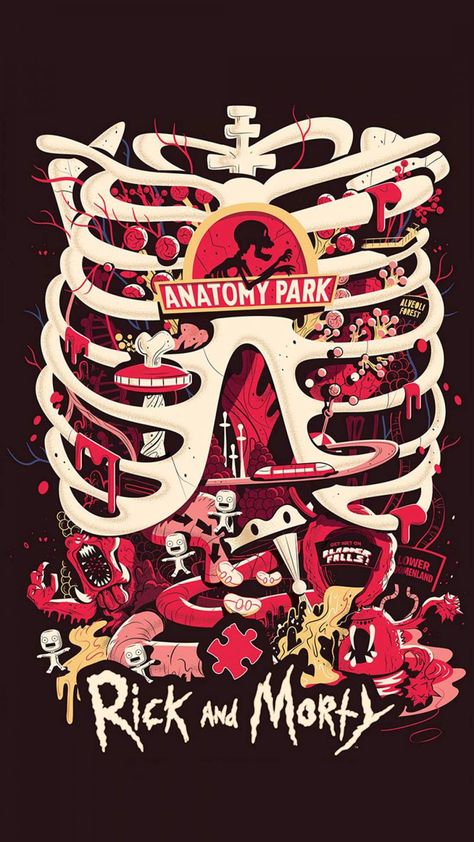 Anatomy Park Rick and Morty iPhone Wallpaper Anatomy Park, Rick I Morty, Poster Art Deco, Rick And Morty Poster, Couple Drawing, Drawing Faces, City Poster, Trends International, Rick And Morty