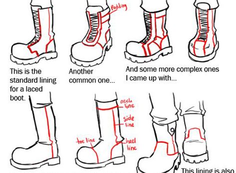 Boot Tutorial Drawing, How To Draw Combat Boots Step By Step, Combat Boot Drawing Reference, Combat Boots Reference Drawing, Bottom Of Boot Reference, Boots Tutorial Drawing, Hiking Boots Drawing Reference, Boot Art Reference, Front Shoes Reference