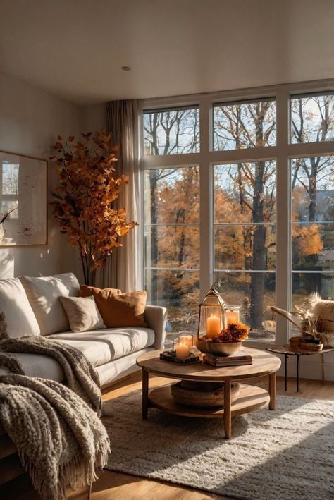 Discover 20 cozy fall home decor ideas to warm up your space. From rustic farmhouse accents to modern minimalism, bring autumn's comfort into your home. Fall Home Interior, Interior Fall Decor, Black And Orange Living Room, Fall Decor 2024, Autumn Interior Design, Spooky Living Room, Cozy Autumn Home, Cozy Fall Home, Fall Home Decor Ideas