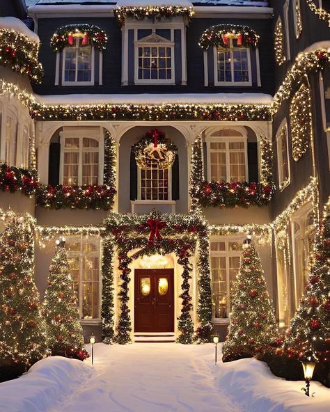 Explore this magical Christmas house and let yourself be enchanted by its holiday decorations. Every corner is filled with warmth and festive joy. ✨🏡🎄 #ChristmasDecor #HolidayHome #WinterWonderland Federalist Interior Design, Fancy Christmas Decorations, 90s Christmas Aesthetic, Dream Christmas, Life Manifestation, Christmas Dreaming, Classy Christmas, Cosy Christmas, Christmas Feeling